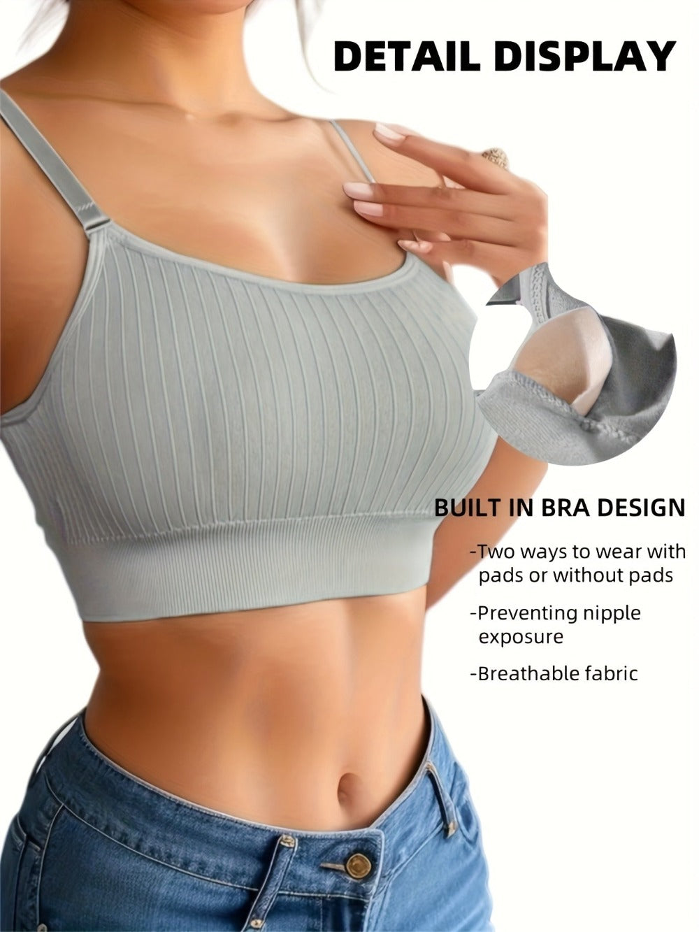Women's Sports Bra - 4-Pack Removable Pads, Everyday Support
