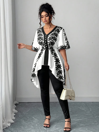 Women's White Polyester Printed V-Neck Dress - product view 11