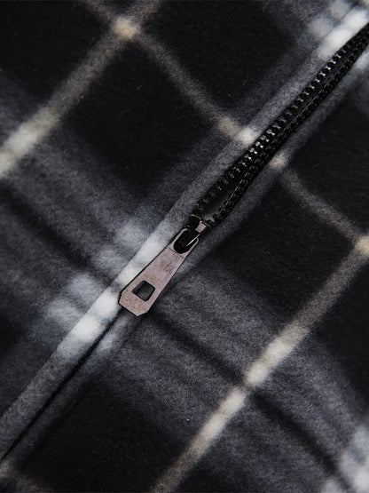 Men's Heavyweight Sweater Hooded Jacket - Full Zip Thick Snow Mountain Lined Flannel Plaid Shirt with Pockets, Casual Style, Perfect for Autumn and Winter, Hooded Collar, Regular Fit, Plaid Pattern, Men's Jacket