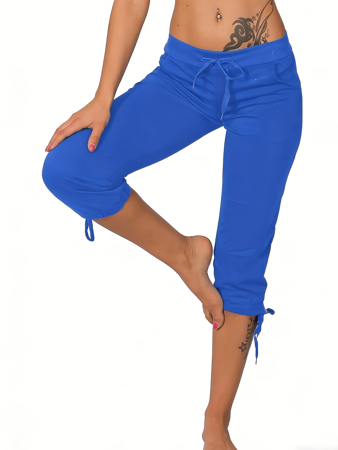 (3 Pack) Women's Lightweight Cropped Trousers with Drawstring Waist - Casual Trousers, Comfortable And Stylish Everyday Trousers for Spring And Summer | Loose Fit Trousers | Casual Style Trousers