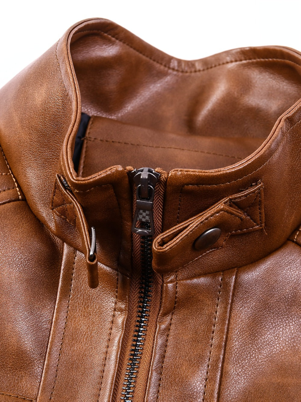 Men's Lightweight Faux Leather Zip-Up Jacket