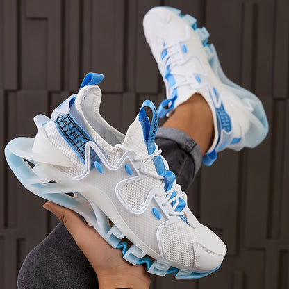 [Running Sneakers For Men Women] Unisex Blade Sole Running Sneakers Breathable Knit Mesh Sneakers Shock Absorb Non Slip Casual Walking Footwear for Men Women