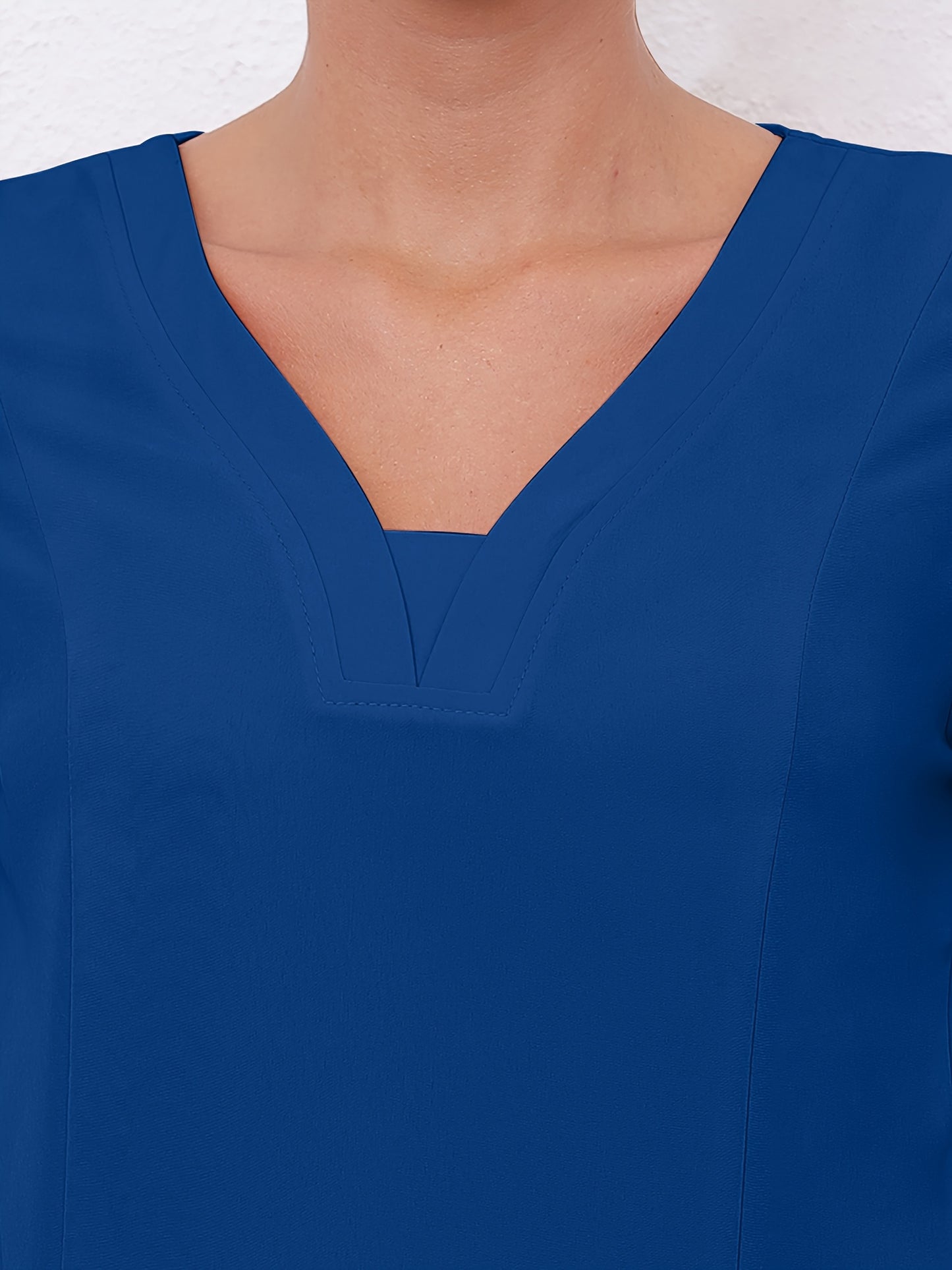 Women'S V-Neck Frosted Breathable Uniform Pocket Handwash Workwear Brush Handwear Top