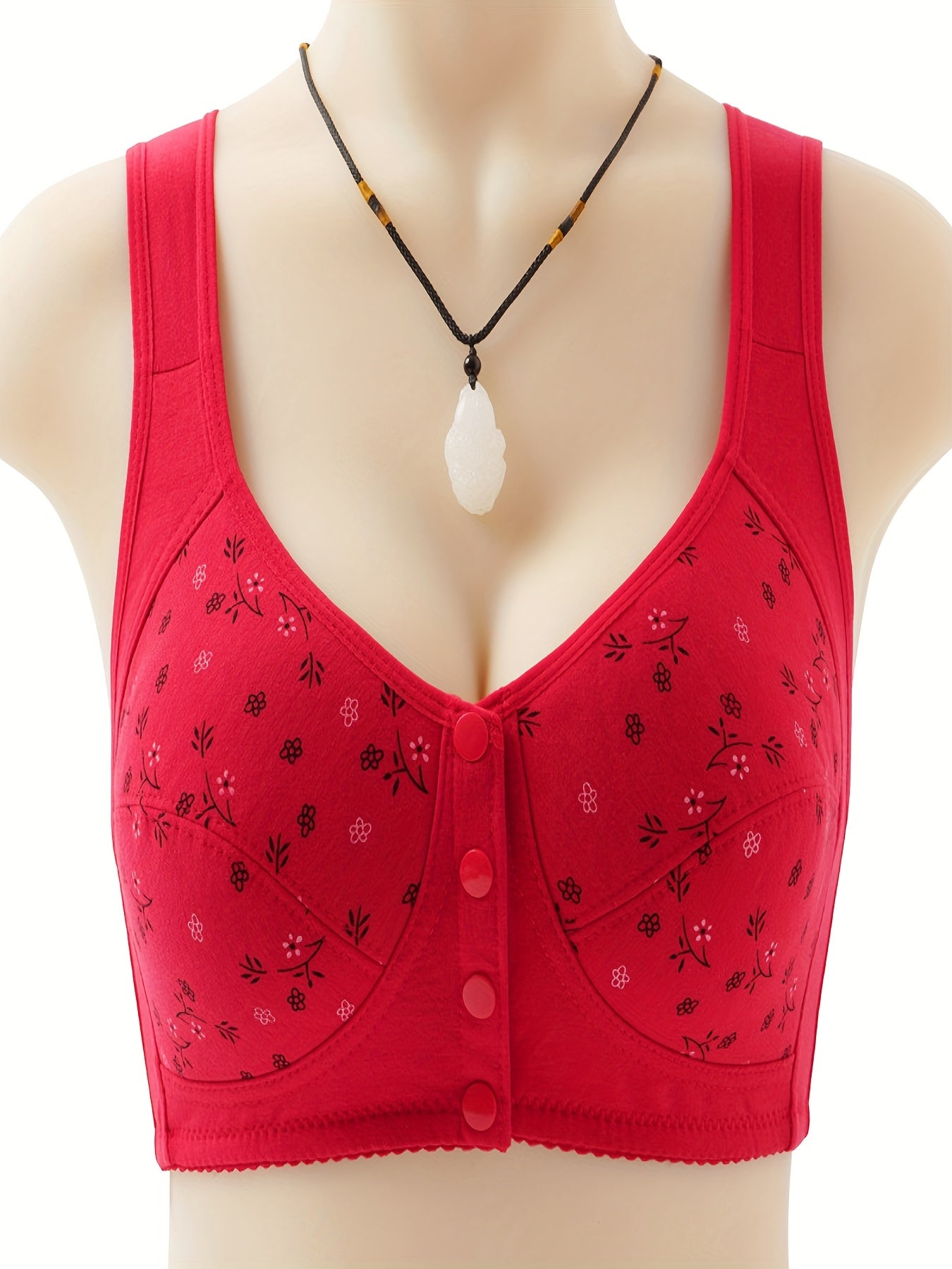 (L-6XL) 6pcs Plus Size Women'S Front Closure Bras - No Underwire Push Up! Wide Strap Comfort Bralette, Full Coverage & Sexy Floral Print