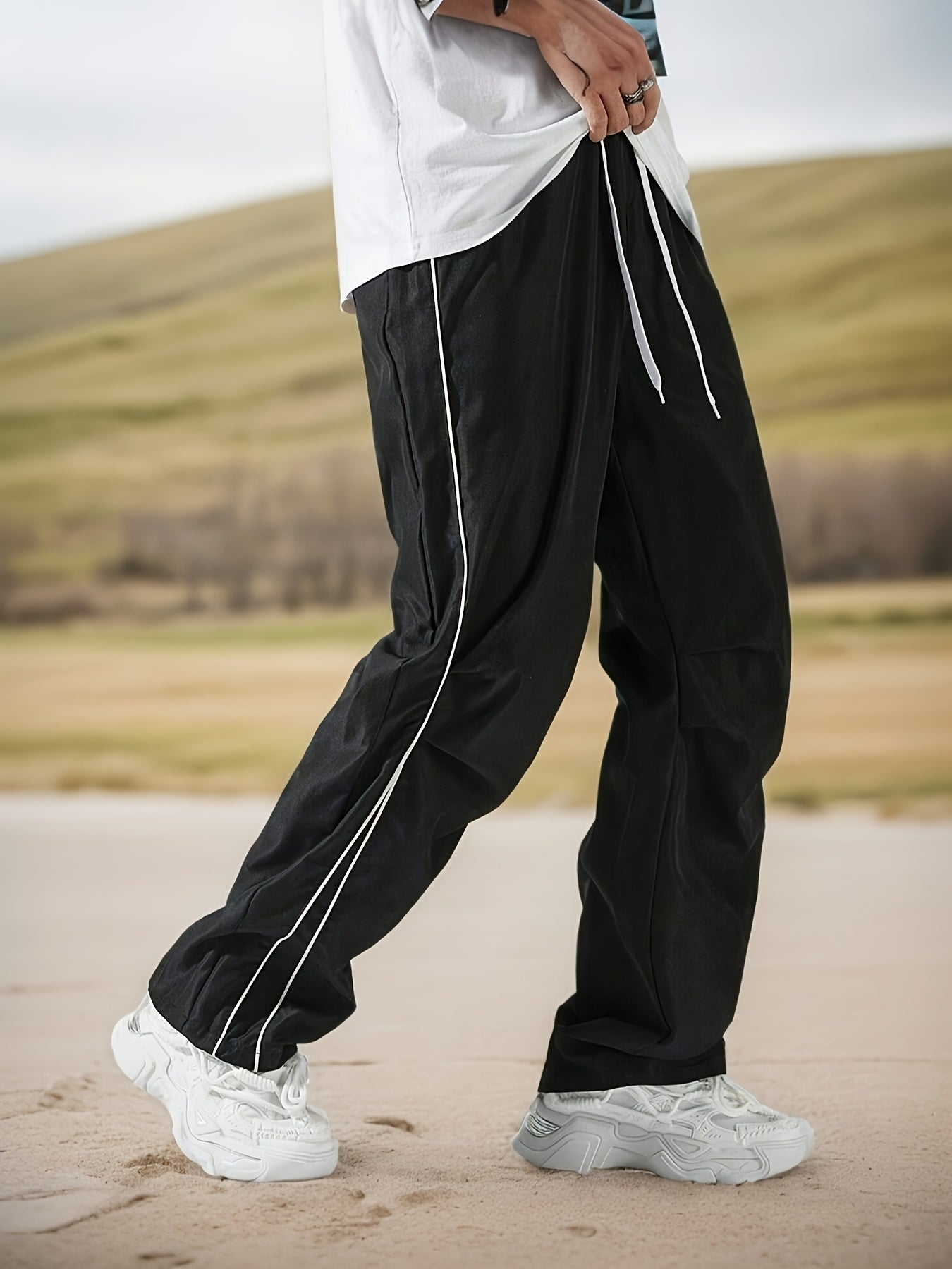 Men'S Plain Casual Trousers Designed for Outdoor Activities, Featuring Drawstrings And Breathable Fabric, Ideal for Fitness And Everyday Use in Any Season