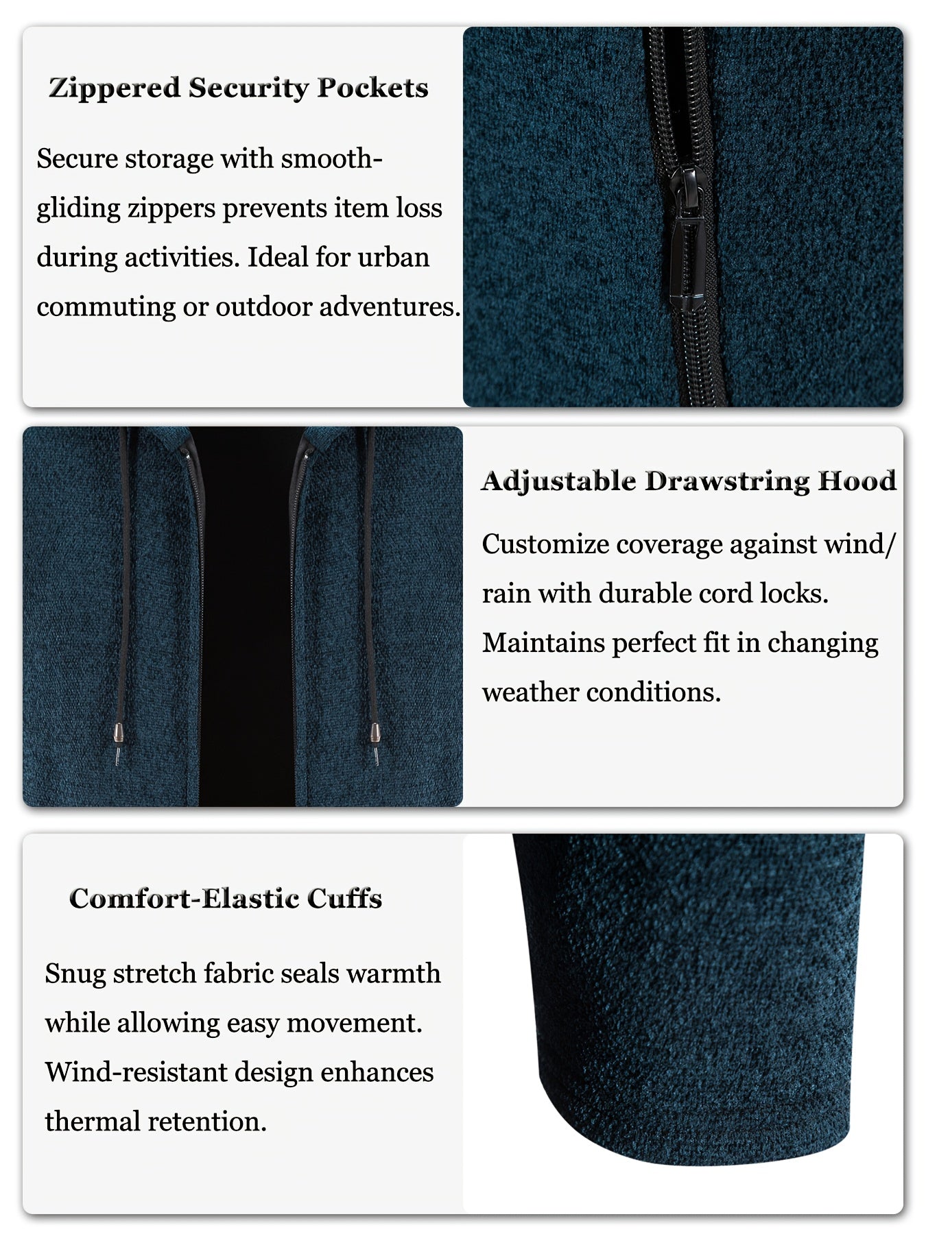 Men's Casual Hoodie, Hooded Mid Length Coat, Lined Zip Up Hoodie, Stylish Slim Fit Hoodie with Pockets, Suitable for Daily Wear, Outdoor Activities And Street