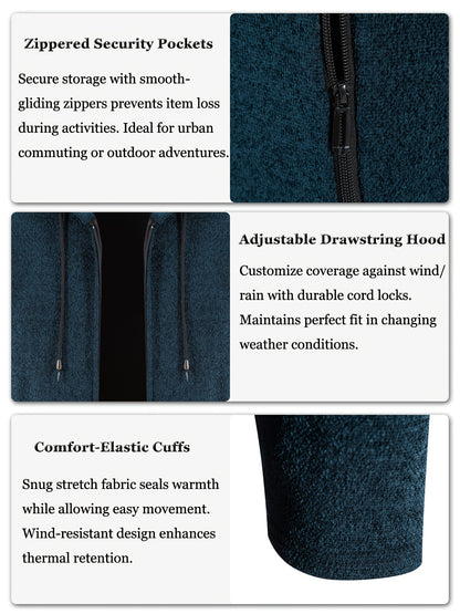 Men's Casual Hoodie, Hooded Mid Length Coat, Lined Zip Up Hoodie, Stylish Slim Fit Hoodie with Pockets, Suitable for Daily Wear, Outdoor Activities And Street