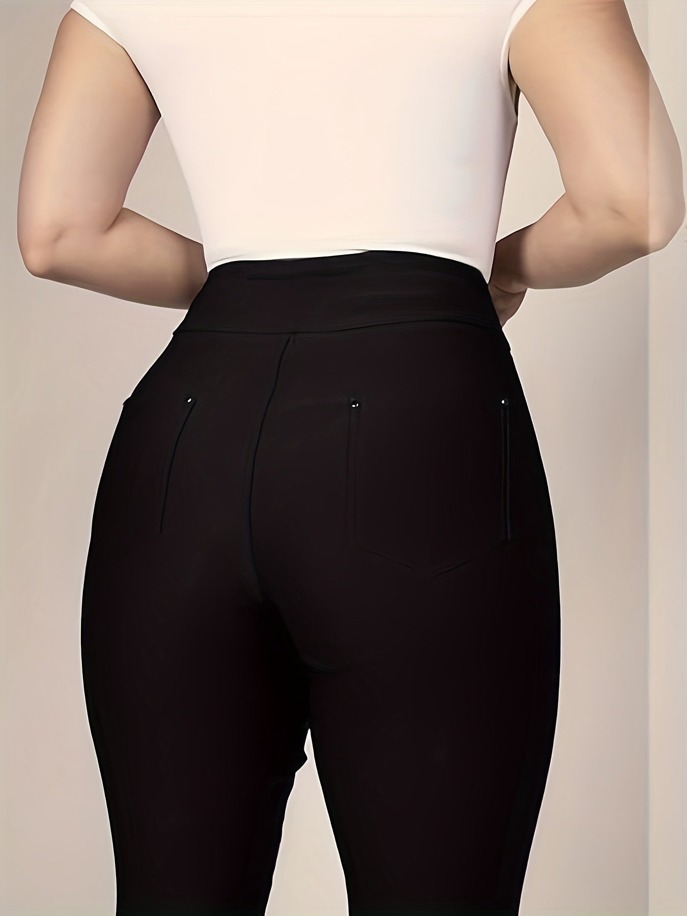 Slim Fit High-Waisted Pants for Women Featuring Five Pockets, Designed for Easy Pull-On Wear, Suitable for Work Or Casual Office Settings