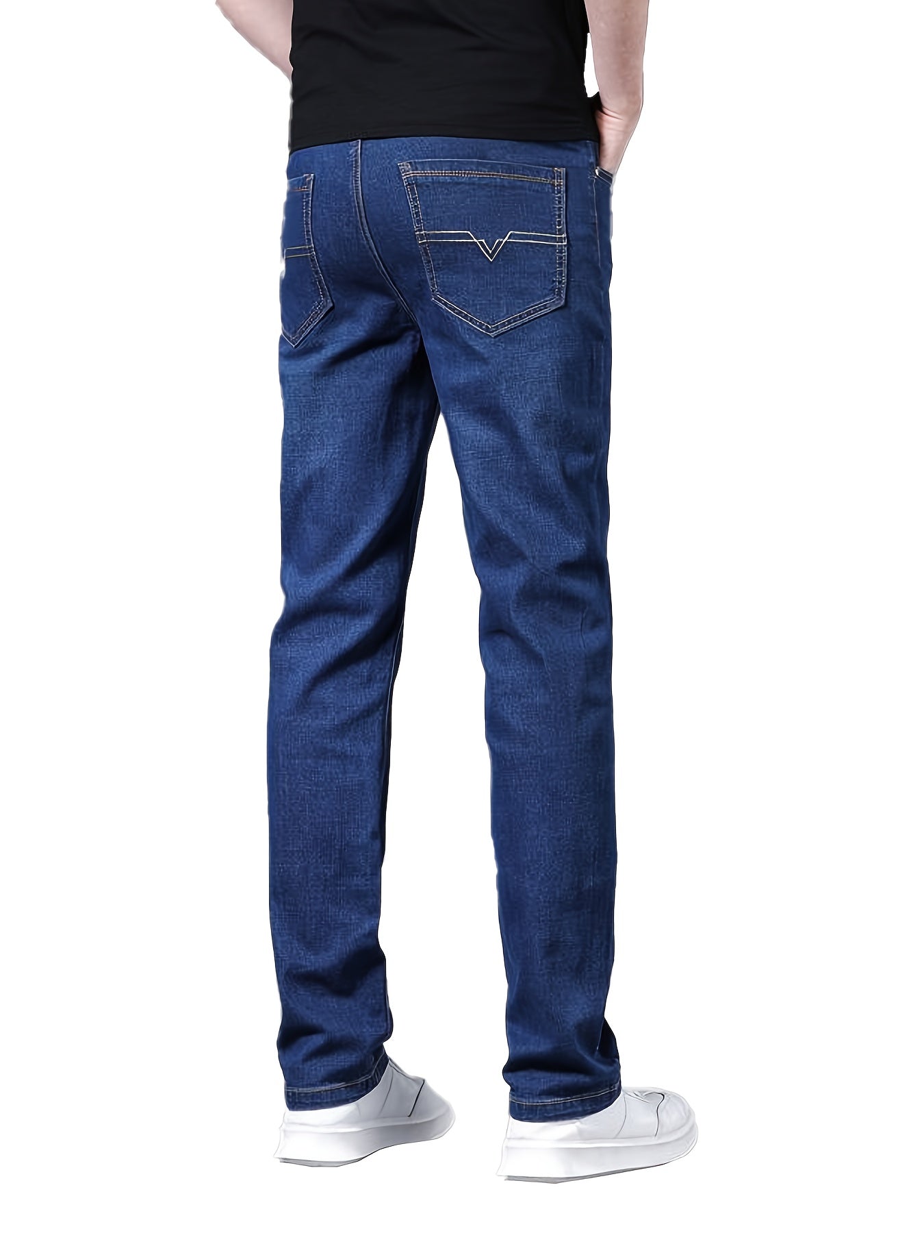 2pcs Men's Business Casual Jeans - Lightweight Slight Stretch Denim Pants, Classic Five-Pocket Design, All-Season Office & Casual Attire - Formal to Casual Outfits, Durable Fabric