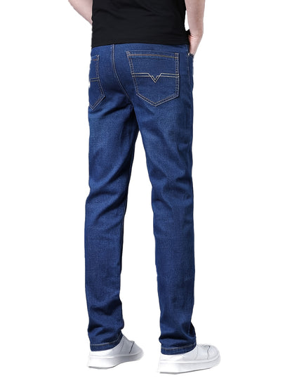 2pcs Men's Business Casual Jeans - Lightweight Slight Stretch Denim Pants, Classic Five-Pocket Design, All-Season Office & Casual Attire - Formal to Casual Outfits, Durable Fabric
