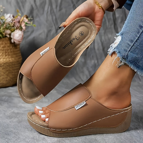 Lady Elegant Comfort Arch Support Sandals - Lady Solid Color Sandals - Breathable, Soft Sole, Fashionable, Versatile, Daily Wear, Casual Terrace, Elegant, Lightweight Summer Fashion Heeled Sandals