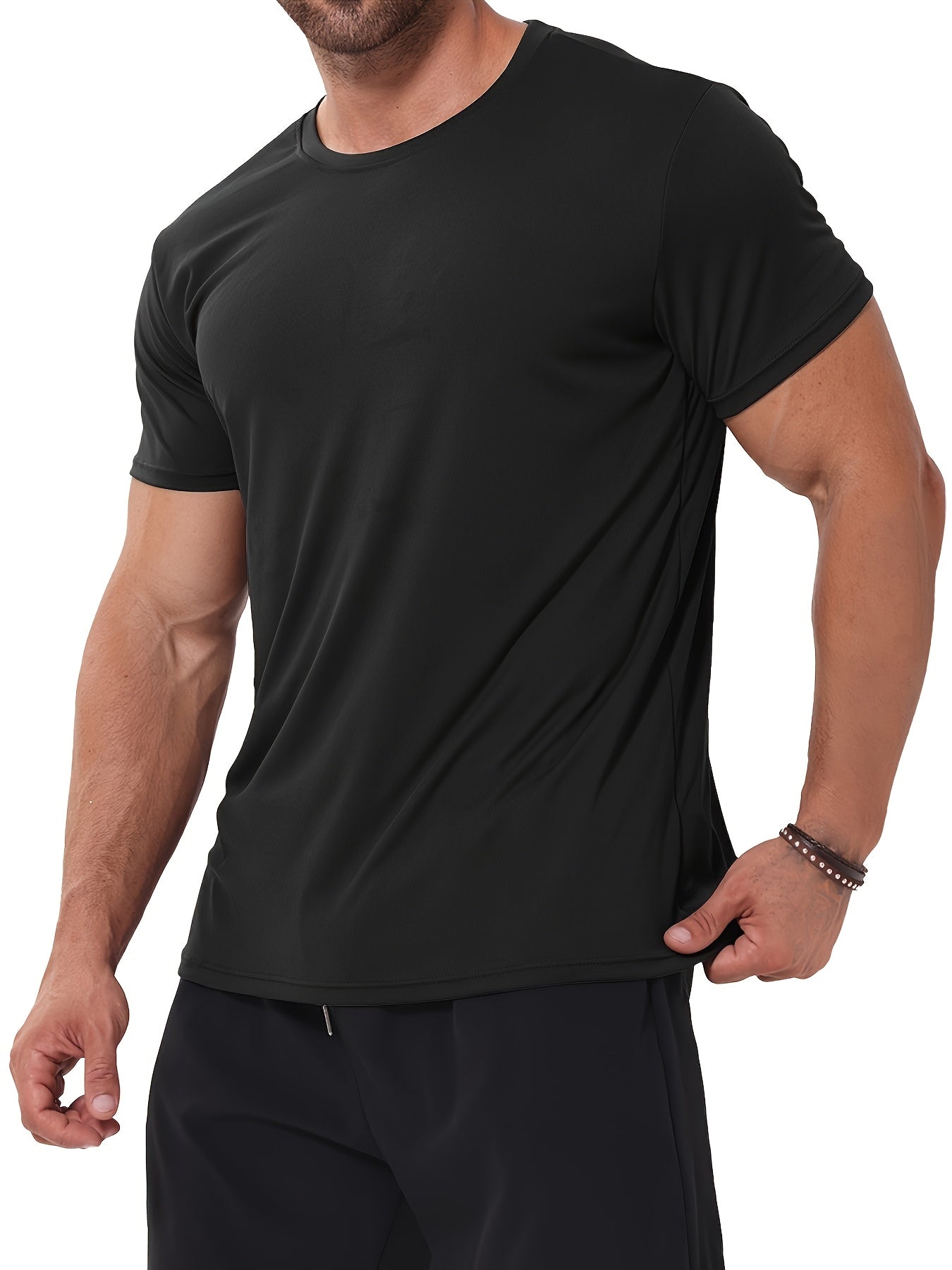 6pcs Men'S Sports Shirt Short Sleeved Sports Top Quick Drying Round Neck Running T-shirt