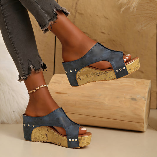 Women'S Retro Wedge Platform Slippers, Slip-on Sandals With Thick Sole, Comfortable And Elegant. Cushioned Sole Supports The Arch Of The Foot - All-season Beach Shoes, Women'S Sandals, High-heeled Sandals. Special Offer For Independence Day