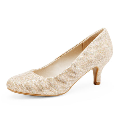 Women's Luvly Bridal Wedding Party Low Heel Pump Shoes Women’s High Heel Dress Pump Round Toe Shoe Classic Office Special Dressy Casual Wedding Pump Shoes