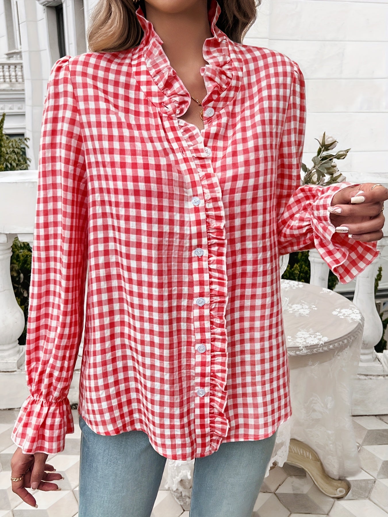 Women's Fall-Winter 2024 Professional Business Temperament Top French Contrast Button- Shirt