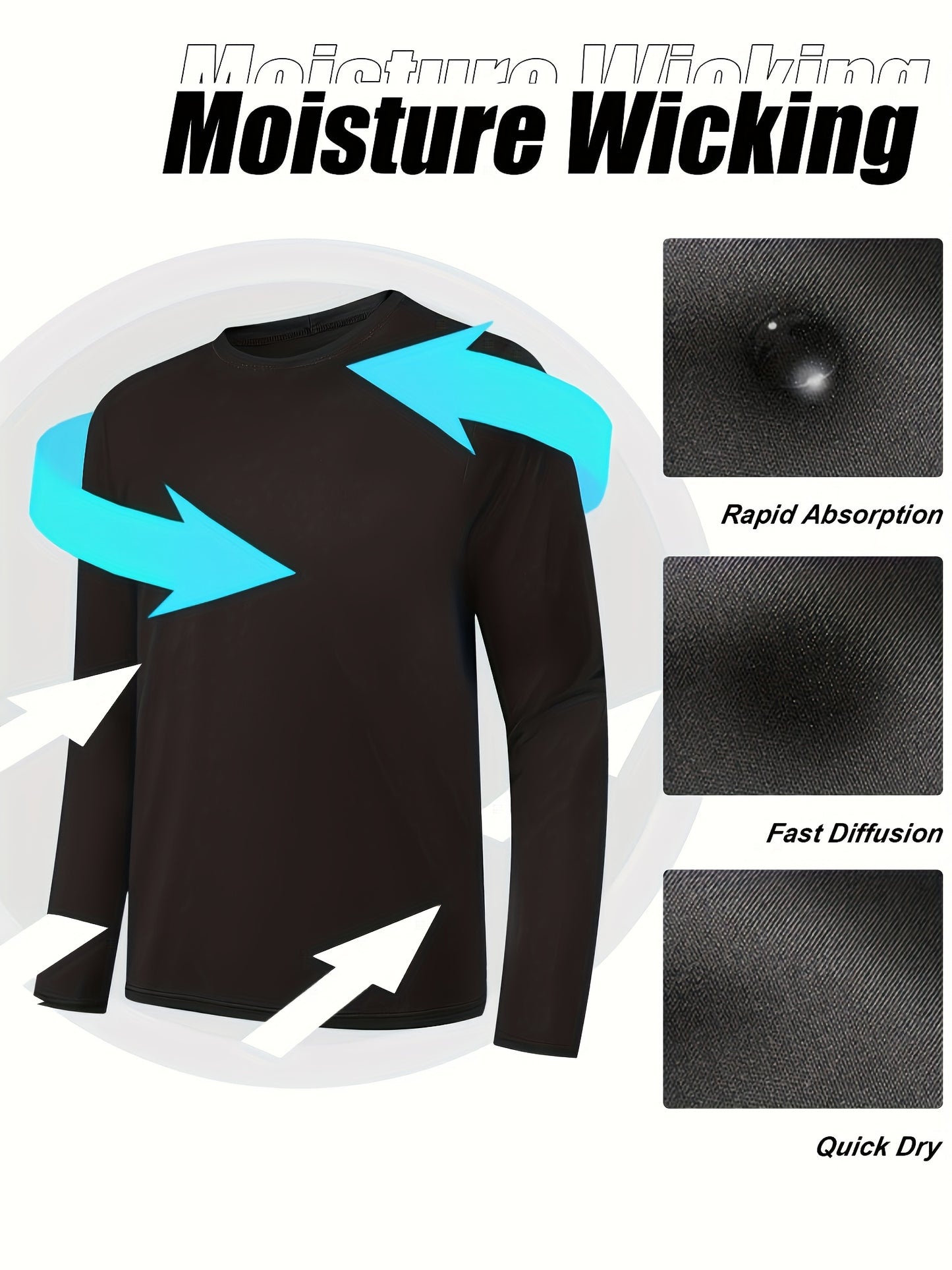 Kinglaman 5pcs Men'S Quick Dry Long Sleeve T-Shirts for Casual Workouts with Moisture-Wicking Performance