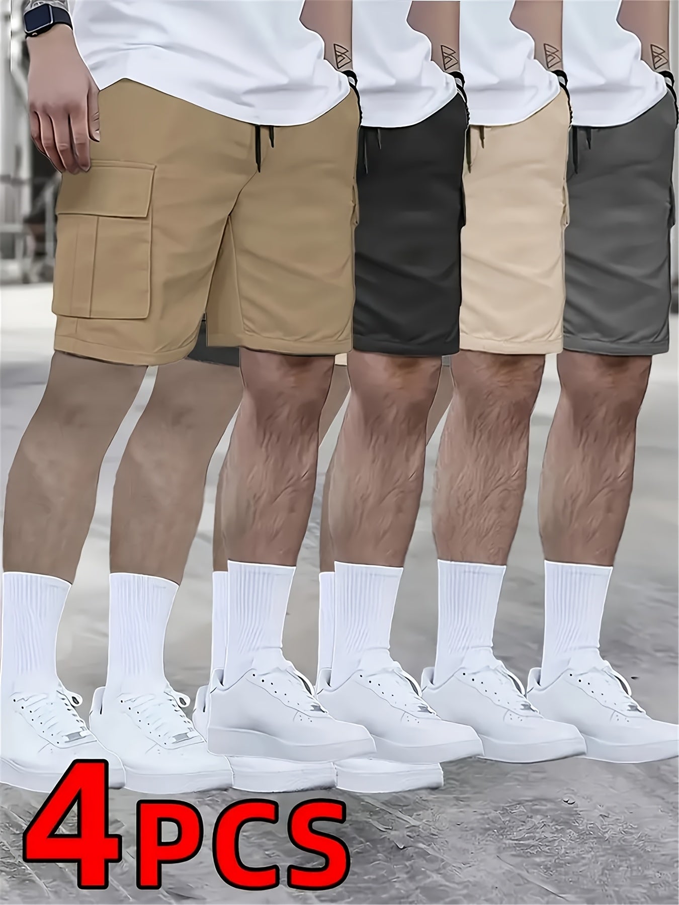 2026 Men's shorts casual loose shorts perfect choice large pocket workwear shorts summer workwear shorts Men's five quarter pants trendy straight leg casual five quarter shorts couple basketball pants 4pcs set for Game Day Fan Gear Football All Fans