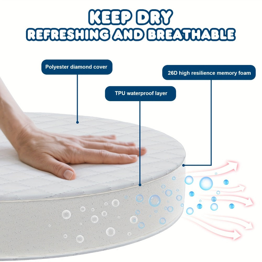 Crib Mattress - Waterproof Breathable Oval-Shaped Bassinet