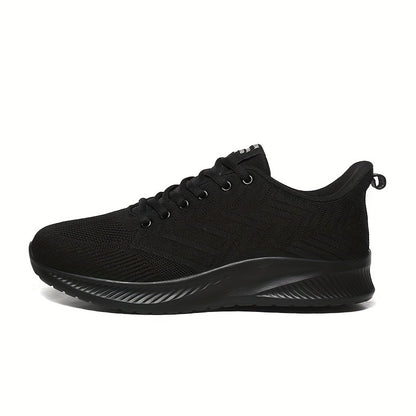 Men's Lightweight Breathable Running Shoes - Minimalist Black Sneakers with Cushioned EVA Sole, Lace-Up Training Shoes for Gym, Jogging, Everyday - All-Season Athletic Footwear, Foam Runner Shoes, Jogging Footwear, Sleek Sporty Design, Flexible Footwear