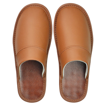 Wide Width Genuine Leather Slippers Oversized Non-slip Genuine Leather Slippers Winter Spring Autumn Summer Indoor Slipper for Men Women| Casual Single Slides Shoes
