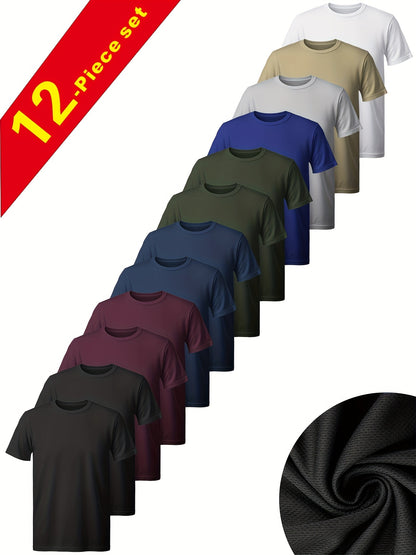 12 Cozy Solid Hue T-Shirts - Men'S Relaxed Short Sleeve Shirt, Ideal for Everyday Summer Activities - Airy, Gentle, Lightweight Outdoor Fun Tees