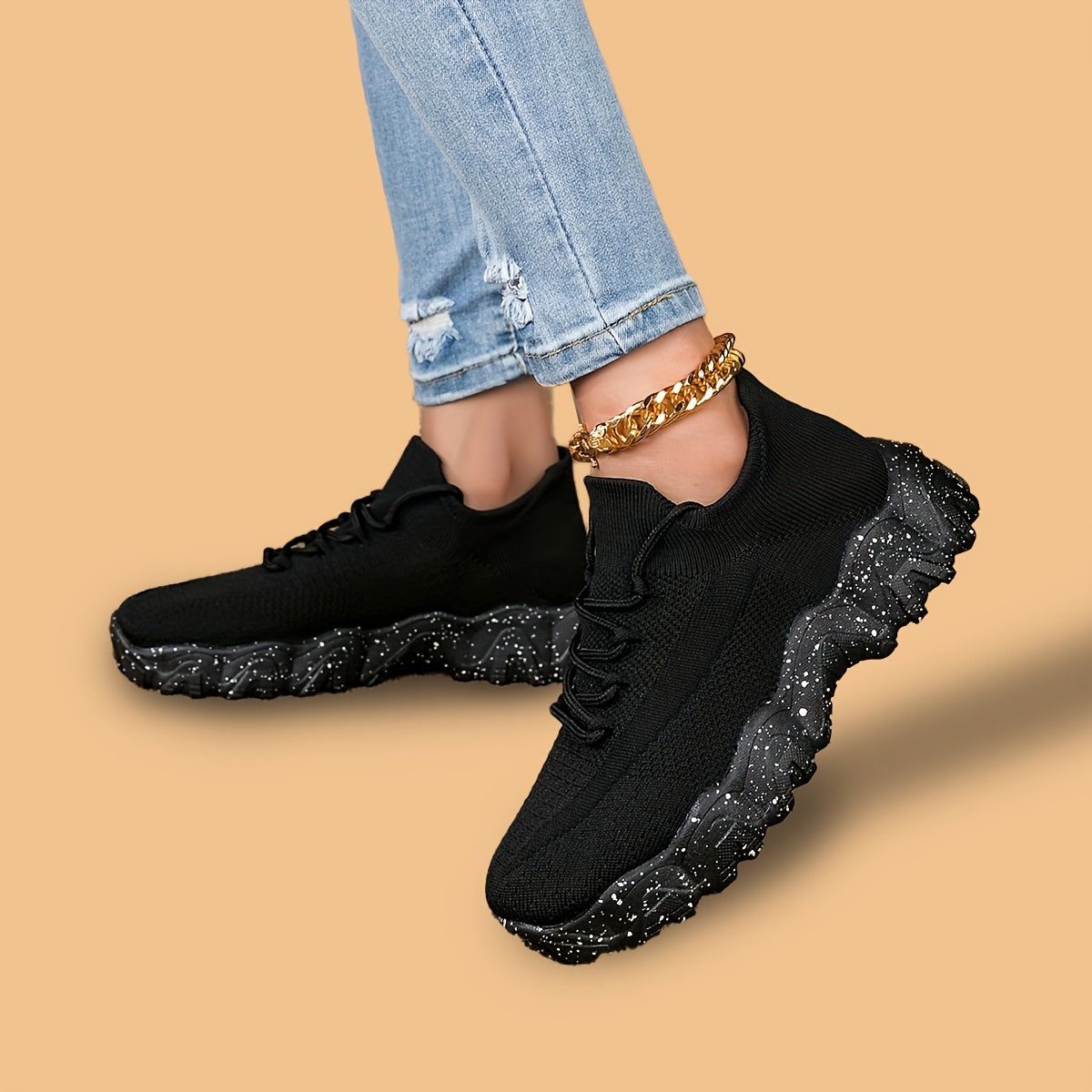 Christmas Gift Ladies Running Shoes, Outdoor Sports Shoes, Elastic Socks, Soft-soled Shoes, Breathable Women'S Shoes Suitable Gift For Mom Or Girlfriend.