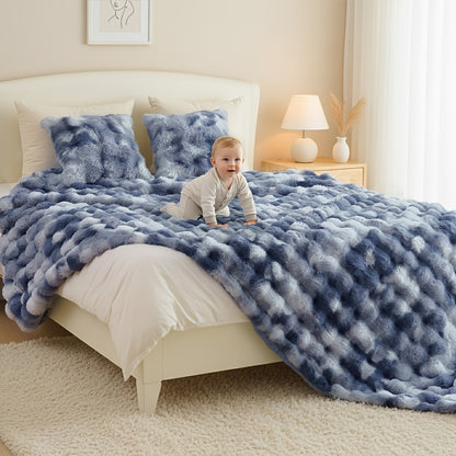 Soft Comfortable Kids' Blankets Warm 3D Rabbit Fur-Like Double-Sided Fleece Blanket Perfect for Napping AC Rooms. Suitable for Home Office Camping Travel. Multi-functional All-season All-scene. Ideal Halloween Christmas Gift