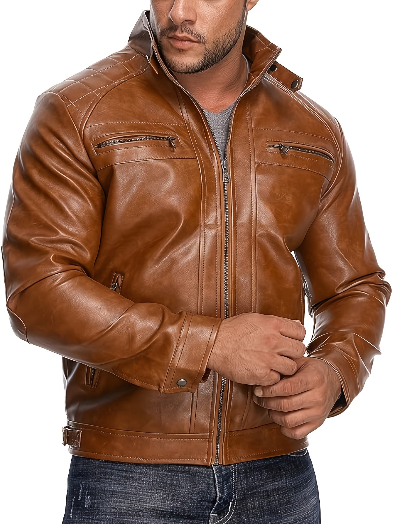 Men'S Lightweight Faux Leather Motorcycle Jacket Black, Coats For Men, Mens Coats, Motorcycle Riding Gear, Motorcycle Stuff, Biker Stuff, Men'S Coats, Motorcycle Clothes, Biker Gear, Jaket Mens, Veste En Cuir Homme, Motorcycle Apparel, Motorcycle Clothing