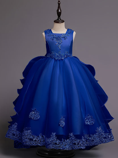 (Size Is Slightly Larger, Recommended To Purchase One Size Smaller Than Usual) Flower Dress Princess Puffy Tulle Dresses Bridesmaid Wedding Communion Birthday Party Pageant Maxi Prom Gown For Kids