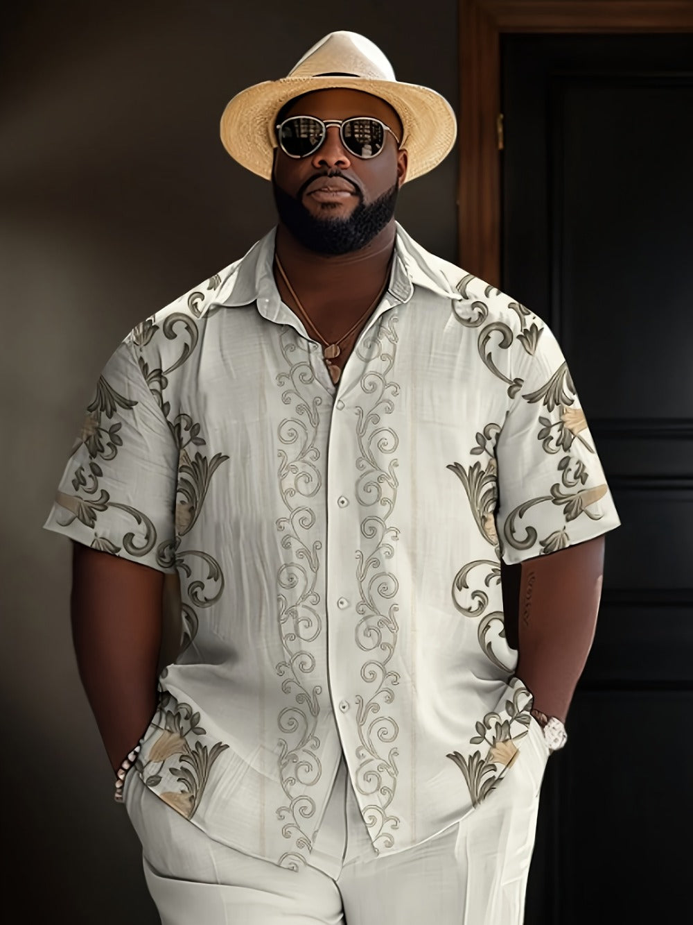 Men's Tropical Print Shirt - Collared Short Sleeve 146789