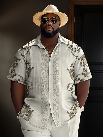 Men's Tropical Print Shirt - Collared Short Sleeve 146789