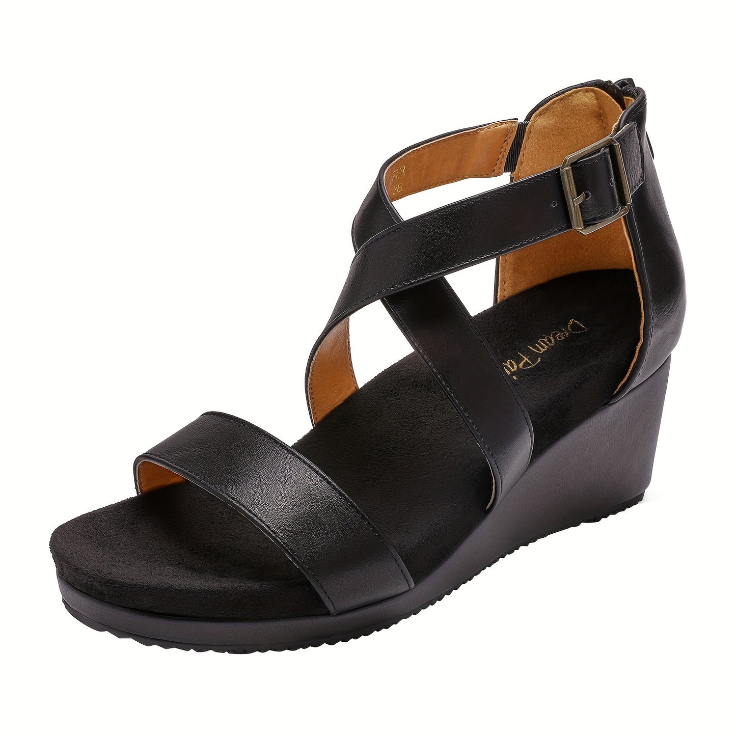 2026 Women's Fashion Open Toed Buckle Ankle Strap Summer Wedge Sandals Game Day Fan Gear for All Football Fans