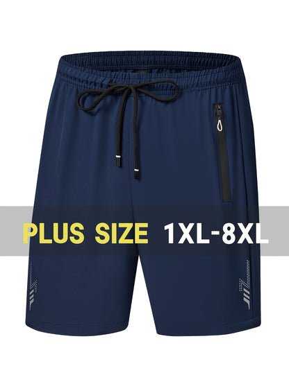 3-Pack Men'S Ultra Lightweight Quick-Drying Plus Sports Shorts - Stylish Casual Running And Fitness Gear, Breathable /Elastane Blend, Perfect For Beaches And Outdoors With Zip Pockets And Elastic Belt, Plus Size