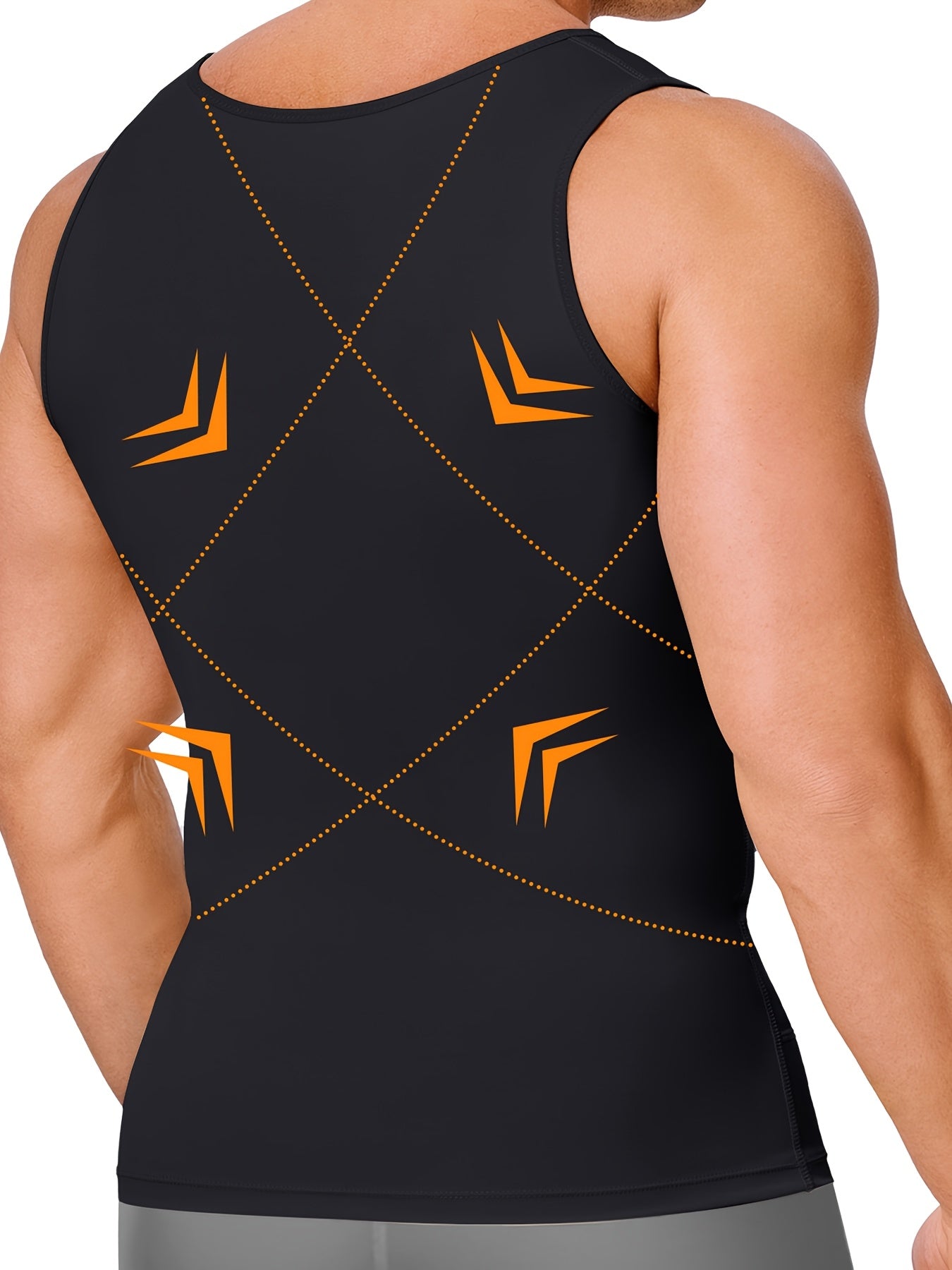 Men' Compression Shirt & Body Shaper Vest - High-Elastic Workout Tank Top with Abdominal Toning, Tight-Fit Shirt Suitable for Gym, Post-Surgery, Year-Round Wear, Solid Color Round Neck Undershirt
