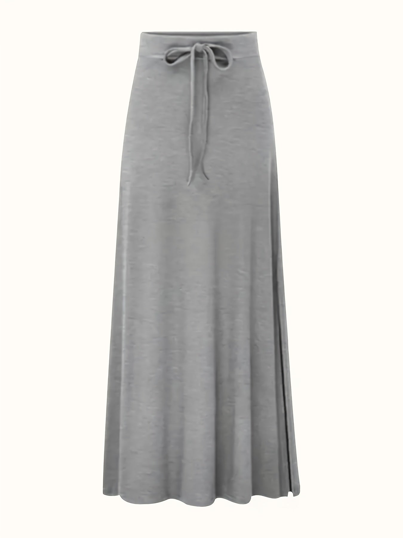 Plus Size - 3pcs Women'S Solid Color Elegant Long Skirt Fashionable High Waisted Elastic Slit A-line Skirt Large Casual, Daily Wear, Comfortable Clothing, Aline Silhouette, Elastic Fabric, Large Size Skirt, Women'S Skirt, Curvaceous Women