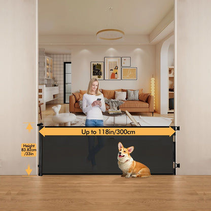 Retractable Mesh Safety Gate - 33/41 Inch Tall - Hardware-mounted expandable mesh design