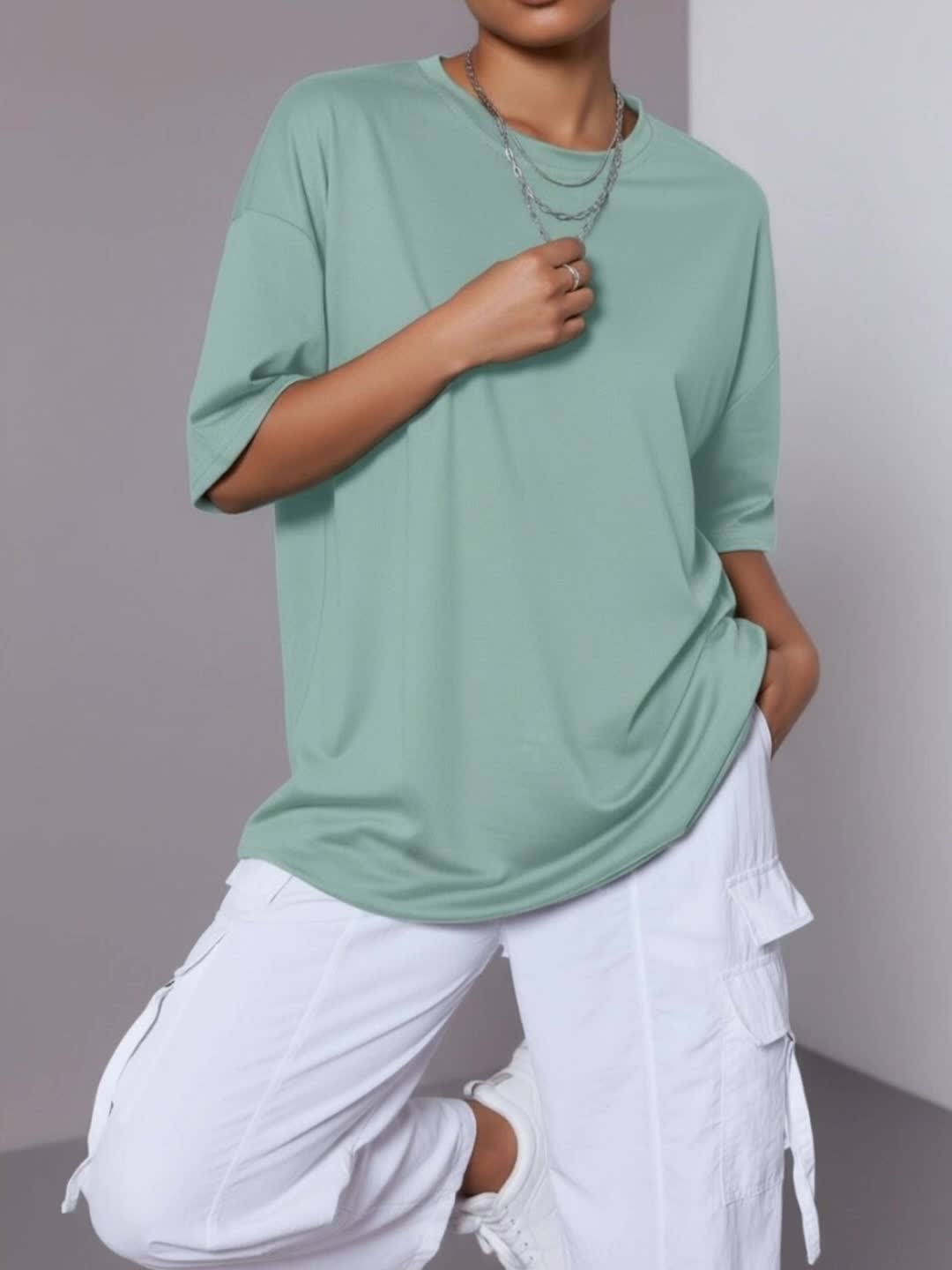 4pcs Women' Oversized T-Shirts - Oversized Loose Fit Crew Neck Quick-Dry Breathable Tees, Solid Color & Casual, Machine Washable Suitable for Spring Summer Fall Casual Attire