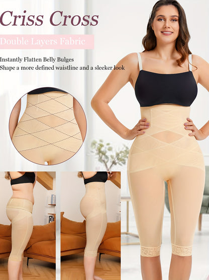 Women'S High Waisted Tummy Control Leggings - Compression Shapewear Booty Lift & Body Shaper with 4-Way Stretch, Posture Support, Breathable Mesh & Steel Boning-like Structure, Butt Lifting & Flat Tummy Sculpting Pants for Gym, Casual Attire
