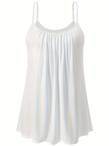 Vislivin Summer Women'S Camisole Tops with Built-In Bra - Seamless Sleeveless Tank Tops, Soft Flowy Loose Fit Cami with Adjustable Spaghetti Straps, Comfy Elegant Blouse for Casual Wear