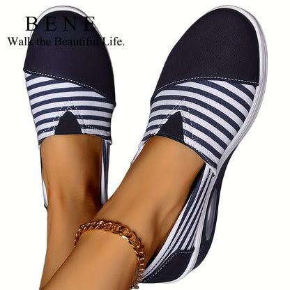 [Striped|Lightweight] Lightweight Low Top Women'S Casual Fashion Sneakers | Striped Fabric Upper, Sole, And Comfort Insole | for All-Season, Women Shoes