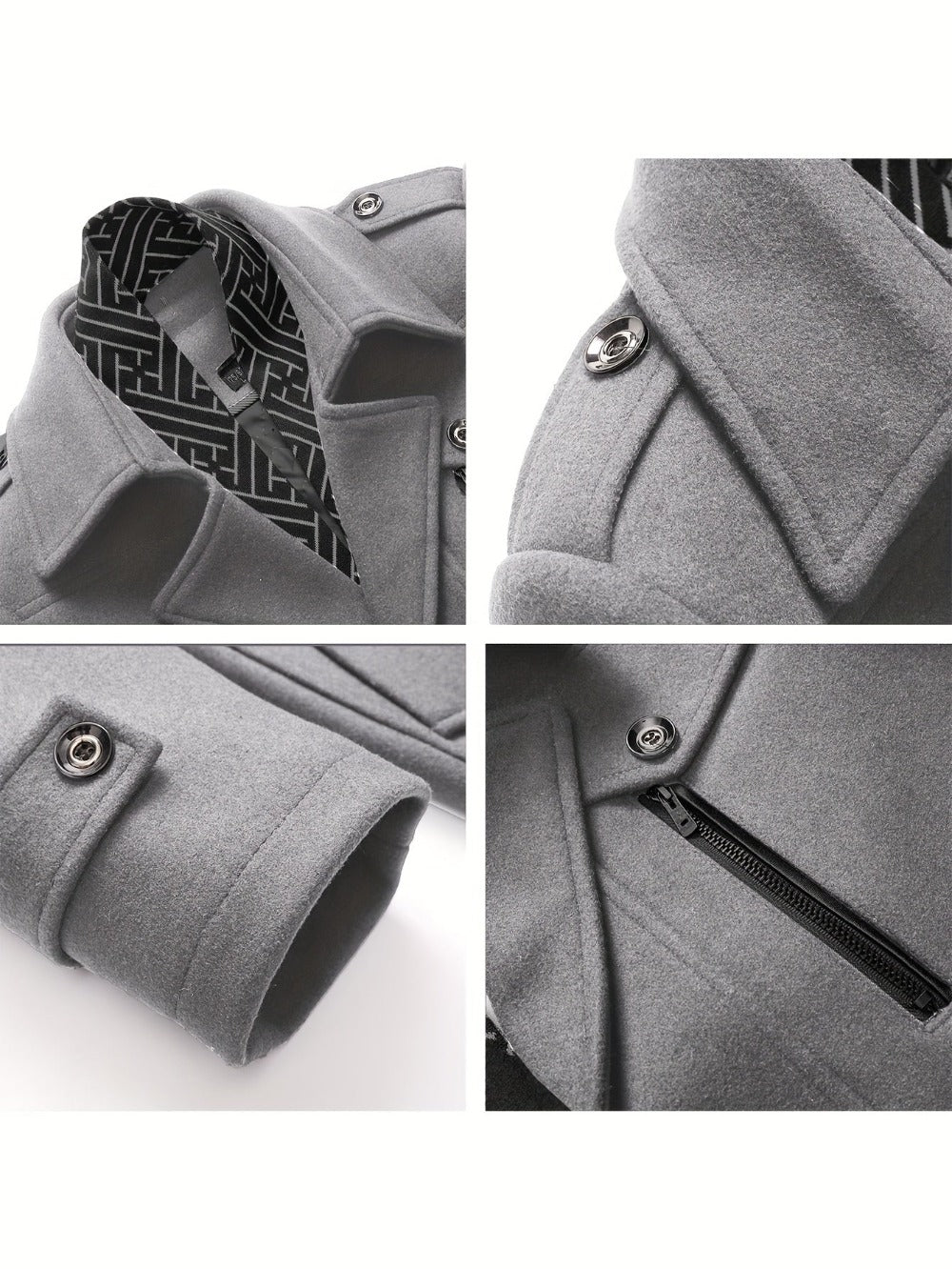 Men's Versatile Wool Blend Single-Breasted Coat