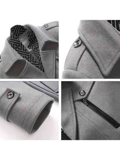 Men's Versatile Wool Blend Single-Breasted Coat