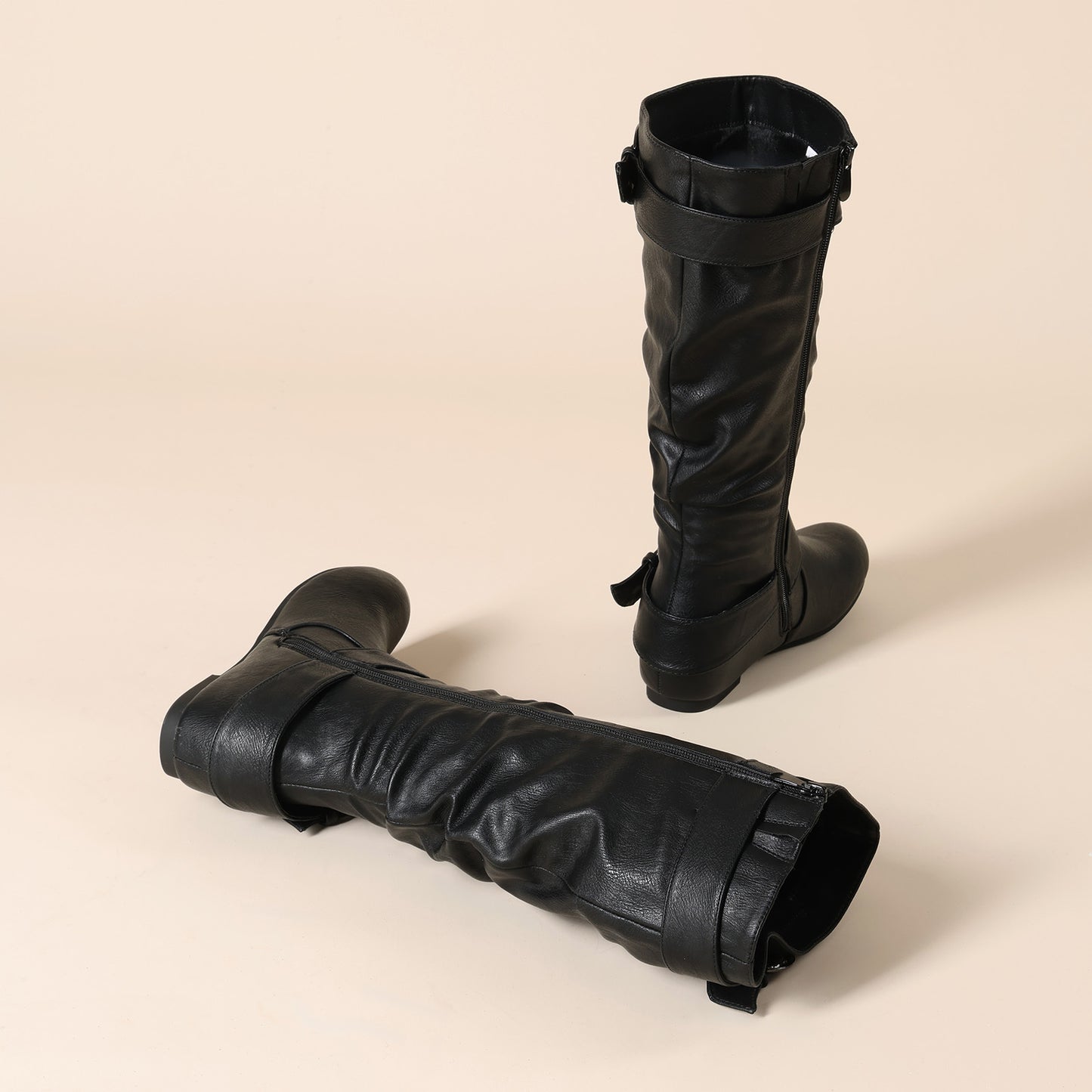 DREAM PAIRS Women's Wide Calf Knee High Boots, Fur-lined Low Hidden Wedge Boots