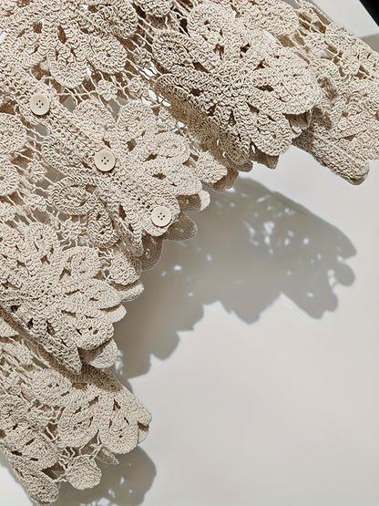 New Cardigan Bohemian Style Jacquard Hollow Crochet Embroidered Women'S Top