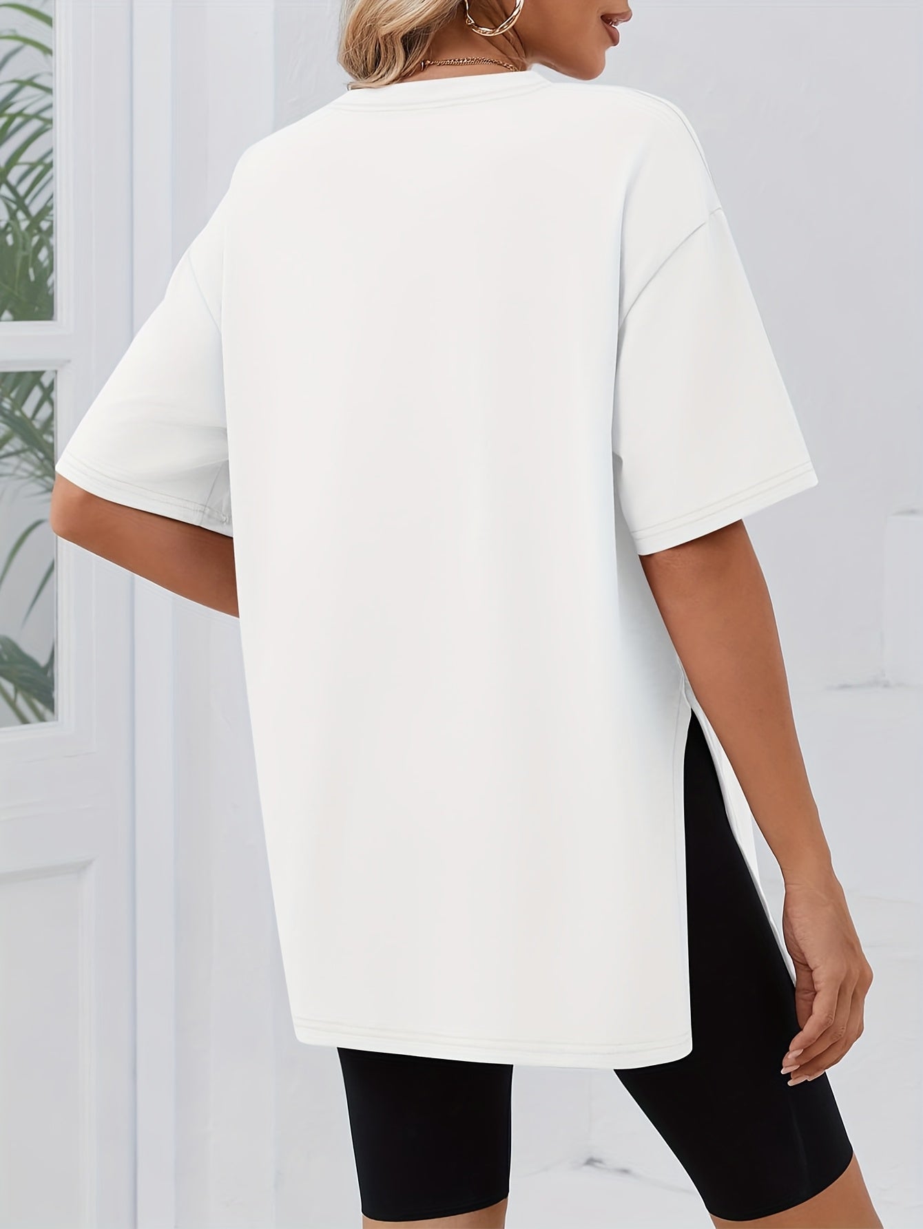 Women'S 3pcs T-Shirt Set - Extra Large, Casual Short Sleeve, Side Cut-Out, Round Neck, Loose Fit, Solid Color, All-Season Tops