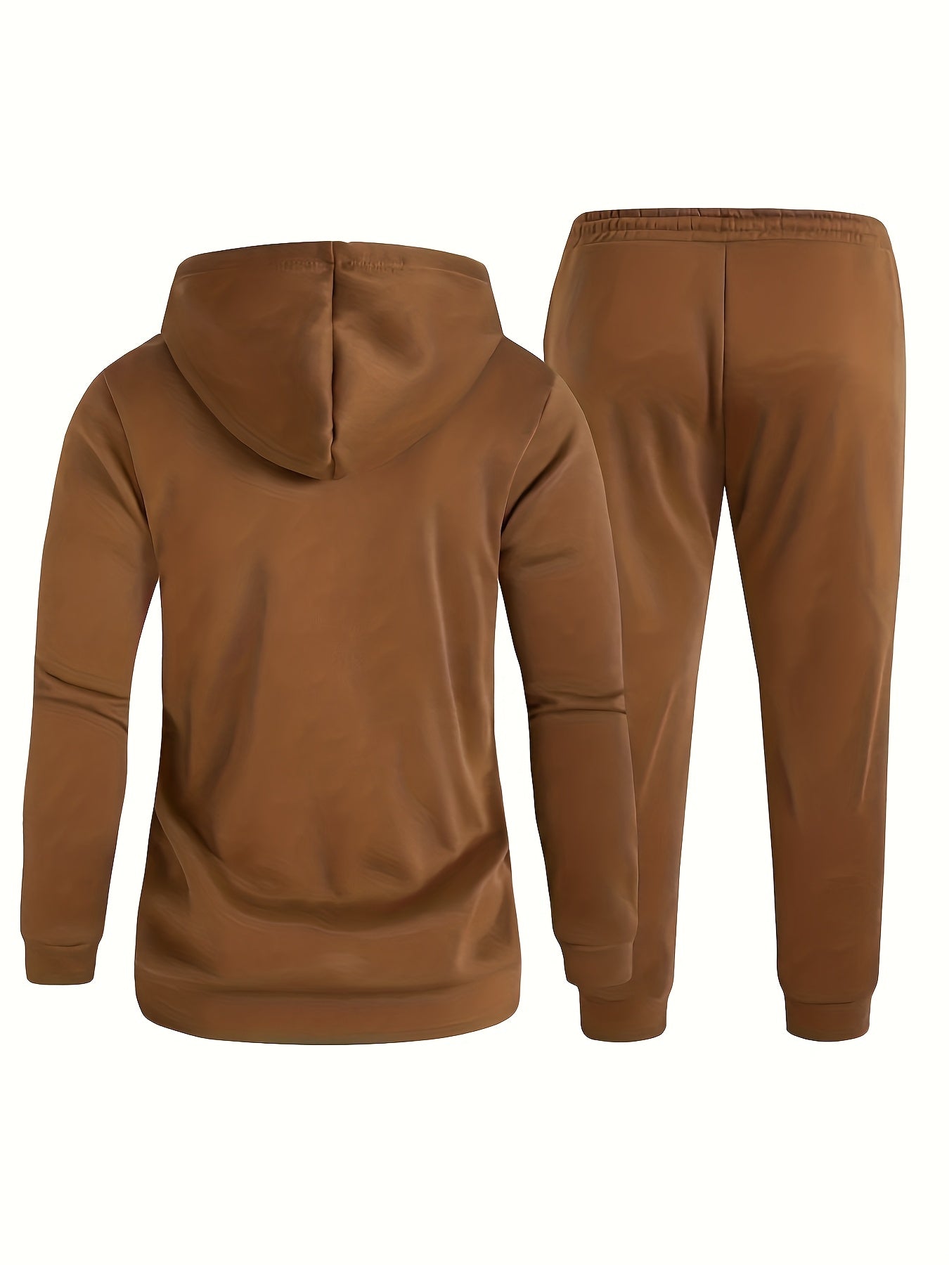 Men's Complete Outfit- Stylish Hooded Sweatshirt& Joggers Set with "BLACK" Print, Gray Casual Streetwear, Long Pants, and Matching Hoodie, Perfect for Fall/Winter, Cozy Clothing| Sporty Look| Nonstretch Fabric