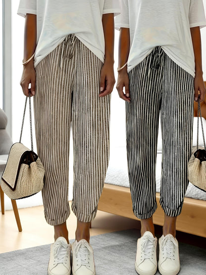 Two-Pack - Color Striped Casual Nine-Pants