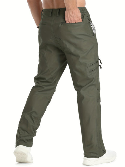 Men'S Cargo Pants /Spandex Scratch-Resistant Outdoor Training Trousers Lightweight with 9 Utility Pockets, Work Pants for Men Zippered Hem Design, Elastic Waistband for Daily Commuting, Office, And Outdoor Activities (Belt Not Included)