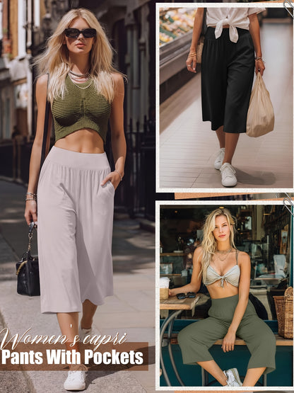 3 Pack Capri Pants For Women Loose Lounge Cropped Sweatpants Joggers Yoga Capri With Pockets
