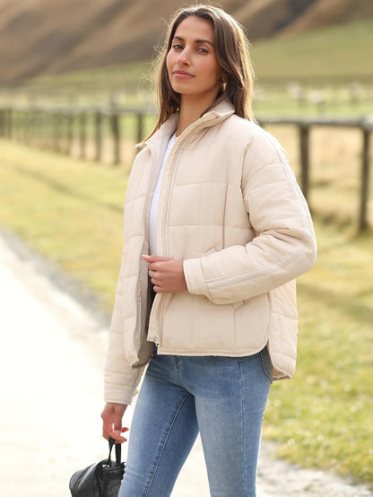 Buoniyk Women's Oversized Splice Quilted Lightweight Puffer Jacket Casual Padded Coat